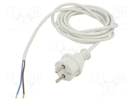JONEX Câble d'alimentation H03VV-F blanc 3m 2x1mm2