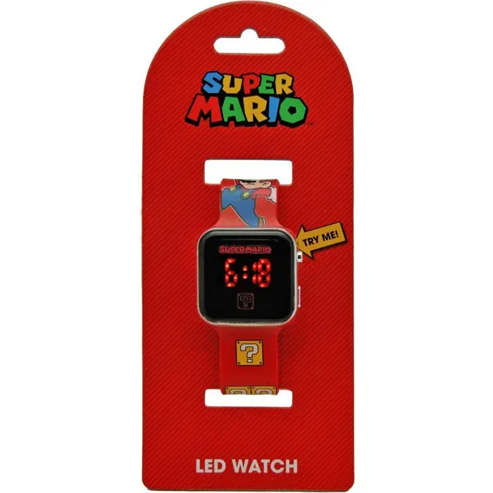 Kids Licensing Réveil Figurine 3D Super Mario avec Fonctions Alarme, Date et Veilleuse LED Douce - Pour Enfant Dès 4 Ans - Rouge (2 Piles AA Incluses)