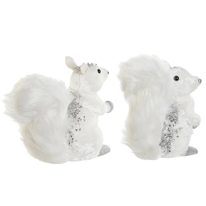 DKD Home Decor Décorations de Noël Écureuil Blanc (2 Unités)