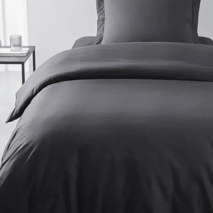 Today - Housse de couette Essential - 140 x 200 cm (1 personne) - 100% Coton 57 fils/cm² - Coloris Fusain