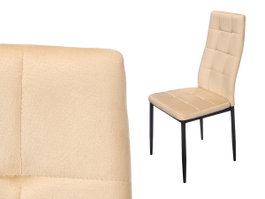 Giftdecor Chaise à dossier haut en velours beige avec piètement métal 64x43x95 cm (Set de 4)