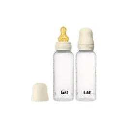 BIBS Biberon bébé Ivory - Embout rond en caoutchouc naturel - 270 ml - Pack de 2
