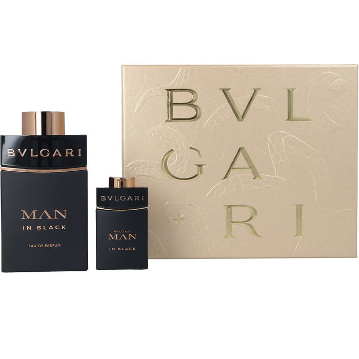 Bvlgari Man in Black - Coffret Cadeau Homme - Étui 2 pièces Eau de Parfum (100 ml + 15 ml) - Parfum Oriental, Notes de Tabac et Cuir