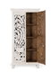 Giner y Colomer - Buffet en bois de manguier massif, finition blanc vieilli, portes sculptées main, 3 étagères - 180x90x40 cm