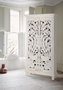 Giner y Colomer - Buffet en bois de manguier massif, finition blanc vieilli, portes sculptées main, 3 étagères - 180x90x40 cm