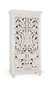 Giner y Colomer - Buffet en bois de manguier massif, finition blanc vieilli, portes sculptées main, 3 étagères - 180x90x40 cm