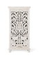 Giner y Colomer - Buffet en bois de manguier massif, finition blanc vieilli, portes sculptées main, 3 étagères - 180x90x40 cm