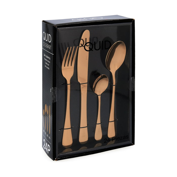 Quid Set de 24 Couverts Celebrart en Acier Inoxydable 26 cm - Finition Cuivre Brillant Quid Set de 24 Couverts Celebrart en Acier Inoxydable 26 cm - Finition Cuivre Brillant