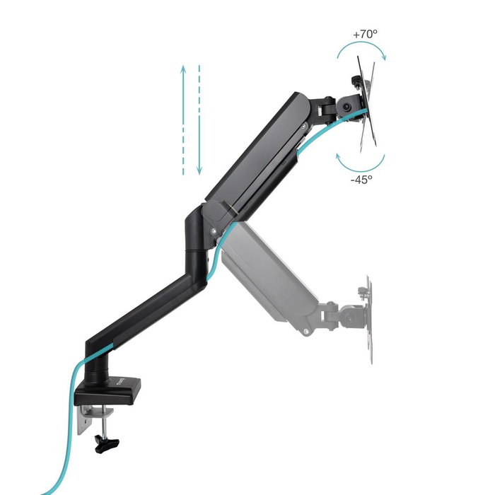Tooq DB1334TNR-B Support de bureau pour moniteur 13-34 pouces VESA 75x75/100x100, bras réglable avec piston à gaz, noir