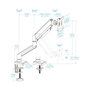 Tooq DB1334TNR-B Support de bureau pour moniteur 13-34 pouces VESA 75x75/100x100, bras réglable avec piston à gaz, noir