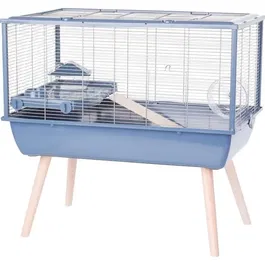 Zolux Cage surélevée NéoLife pour Hamster avec roue, étage et accessoires - 78 x 48 x 75 cm - Bleu - 20% plastique recyclé - Fabriqué en Europe