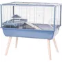 Zolux Cage surélevée NéoLife pour Hamster avec roue, étage et accessoires - 78 x 48 x 75 cm - Bleu - 20% plastique recyclé - Fabriqué en Europe