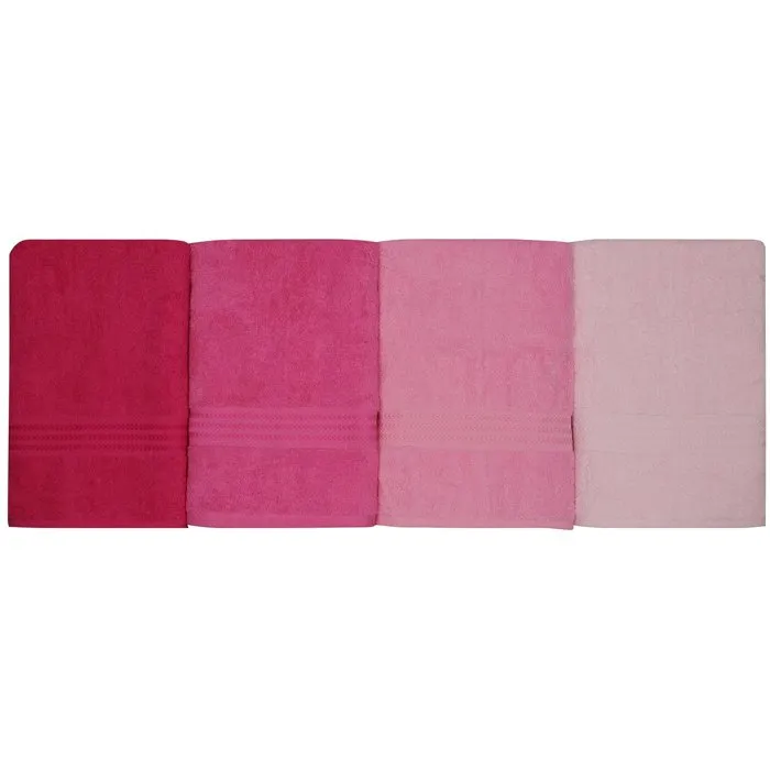 Ensemble de 4 serviettes de bain Rose - 70 x 140 cm