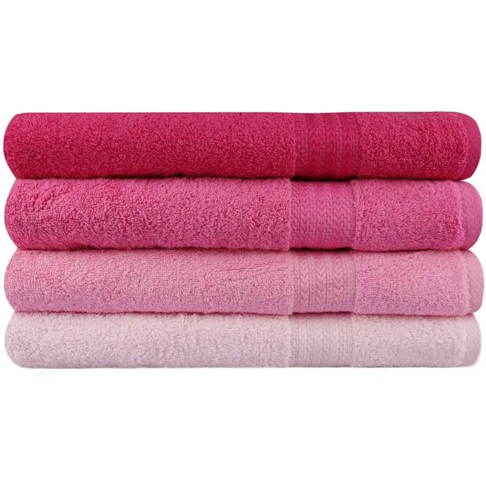 Ensemble de 4 serviettes de bain Rose - 70 x 140 cm
