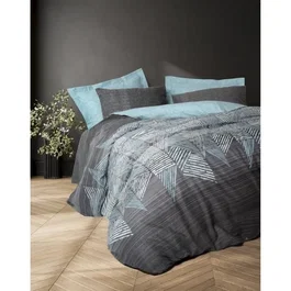 Parure de lit 100% coton renforcé 145 fils, housse de couette 240 x 220 cm avec 2 taies d'oreiller 60 x 60 cm, couleur anthracite - Lavable en machine