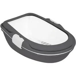 Trixie Bac à Litière Primo XXL avec Rebords, 56 x 25 x 71 cm, Gris et Blanc - Fermeture Easy Click pour Grands Chats