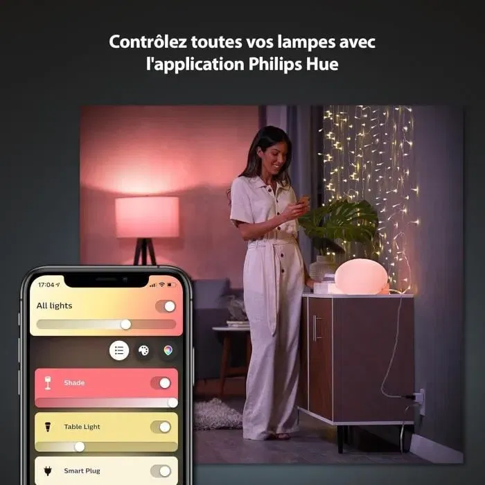 Philips Hue Lot de 3 Prises Connectées Intelligentes Blanc - Transformation de Lampes en Éclairage Connecté Contrôlable à Distance