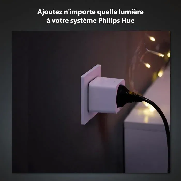 Philips Hue Lot de 3 Prises Connectées Intelligentes Blanc - Transformation de Lampes en Éclairage Connecté Contrôlable à Distance