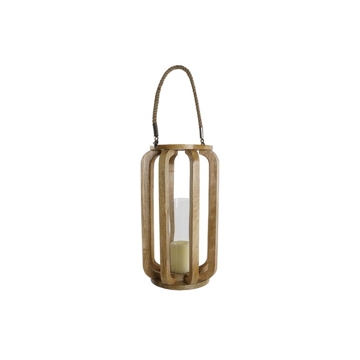 Bougeoir Home ESPRIT Naturel Verre Bois de manguier