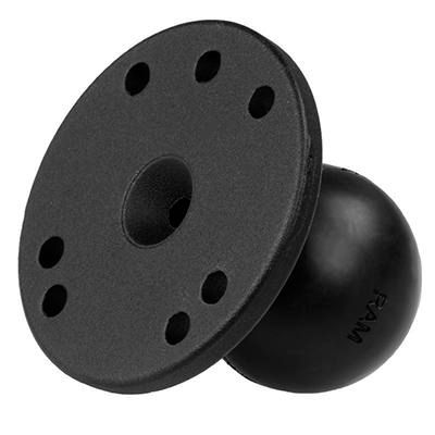 RAM Mounts RAM-202U Plaque ronde avec boule de support 2.5" - Boule caoutchouc 1.5" de taille C - Motif de trous AMPS universel