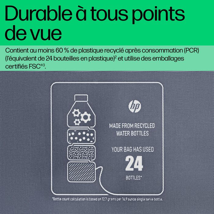 HP Sacoche pour PC portable 16 pouces Everyday - Compartiment matelassé, 13L, résistante à l'eau, polyester 600D, matériaux recyclés