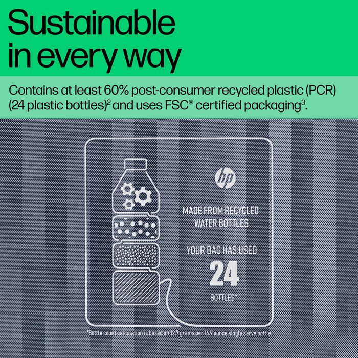 HP Sacoche pour PC portable 16 pouces Everyday - Compartiment matelassé, 13L, résistante à l'eau, polyester 600D, matériaux recyclés
