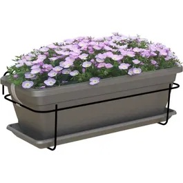 Artevasi Kit Jardinière de Balcon Venizia 50 cm Anthracite - Avec Réserve d'Eau - 10 L - Dimensions : 18 x 30 x 51 cm