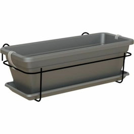 Artevasi Jardinière de balcon Venezia avec réserve d'eau, 18x30x51 cm, Anthracite