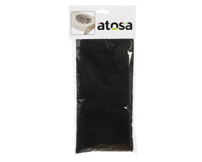 Atosa Nappe en dentelle noire de 100 cm avec motifs de toiles d'araignées Atosa Nappe en dentelle noire de 100 cm avec motifs de toiles d'araignées