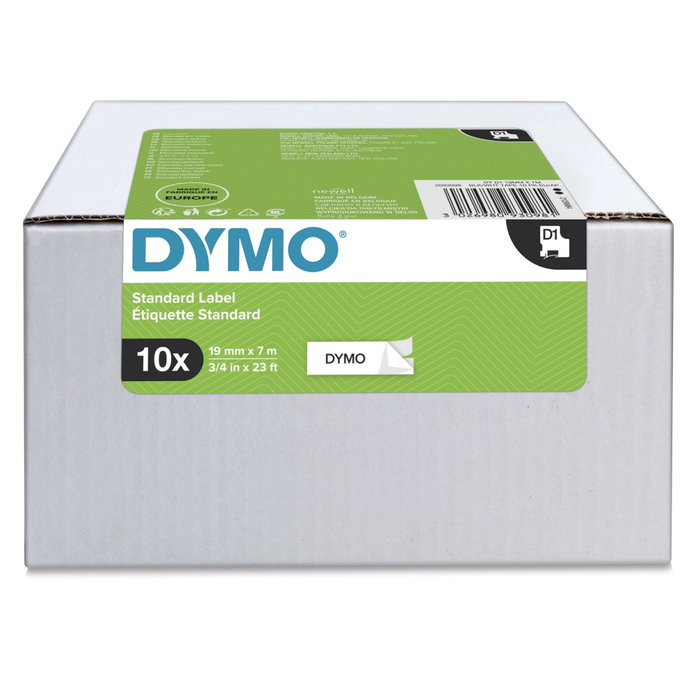 Dymo D1 Ruban d'étiquetage Noir sur Blanc 19mm x 7m (Lot de 10) Dymo D1 Ruban d'étiquetage Noir sur Blanc 19mm x 7m (Lot de 10)