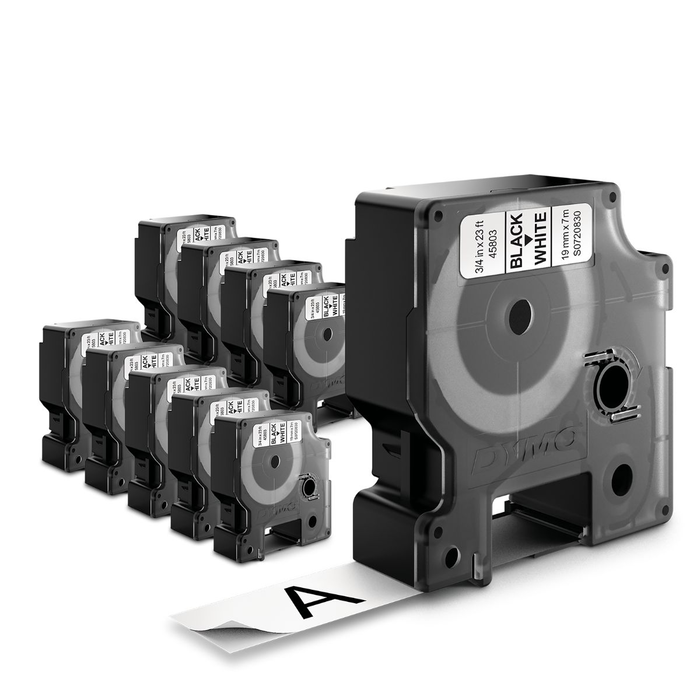 Dymo 2093098 - Ruban d'étiquettes autocollantes, impression Noir sur Blanc, lot de 10 bandes