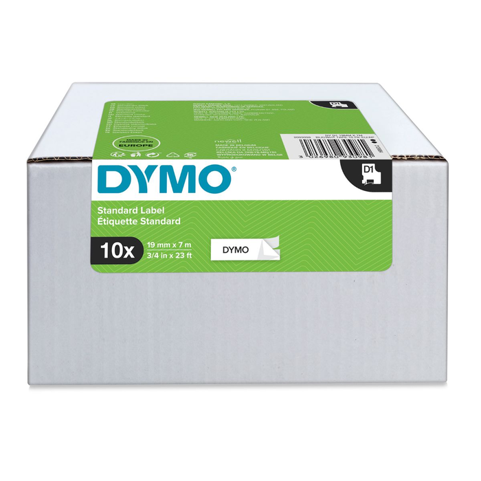 Dymo 2093098 - Ruban d'étiquettes autocollantes, impression Noir sur Blanc, lot de 10 bandes