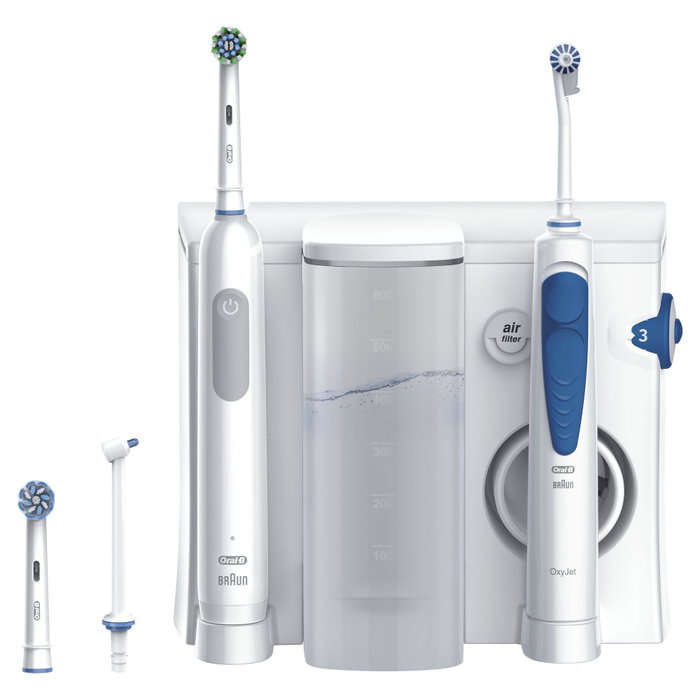 Oral-B Centre de soins dentaires OxyJet et Pro 1, Bleu et Blanc Oral-B Centre de soins dentaires OxyJet et Pro 1, Bleu et Blanc