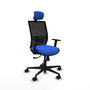 Chaise Yunquera Synchro 4 positions tissu Bleu Maille Noir Base en nylon noir Accoudoir 1D Appui-tête 1D Roulettes 65mm nylon