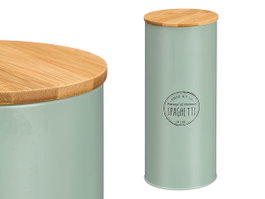 KINVARA Lot de 12 Bocaux Hauts pour Spaghettis avec Couvercle en Bambou - Vert Menthe