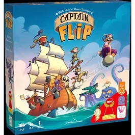 Asmodee - Captain Flip - Jeu de société de pirates en français - Recrutez un équipage, collectez des trésors, plateau de jeu réversible - 4 plateaux navire différents
