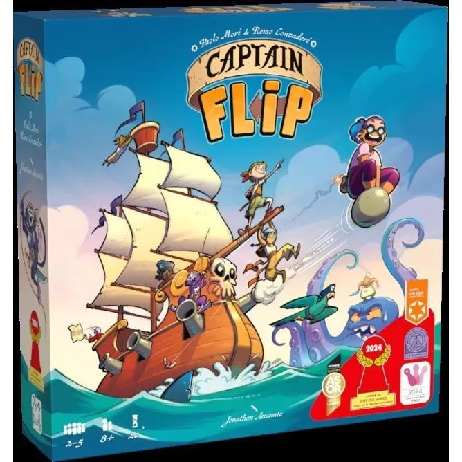 Asmodee - Captain Flip - Jeu de société de pirates en français - Recrutez un équipage, collectez des trésors, plateau de jeu réversible - 4 plateaux navire différents Asmodee - Captain Flip - Jeu de société de pirates en français - Recrutez un équipage, collectez des trésors, plateau de jeu réversible - 4 plateaux navire différents