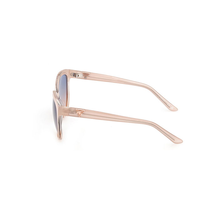 Guess Gafas GU7877 57B - Lunettes de soleil pour femme, monture ronde beige brillant, verres fumés dégradé, branches 135 mm