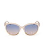Guess Gafas GU7877 57B - Lunettes de soleil pour femme, monture ronde beige brillant, verres fumés dégradé, branches 135 mm
