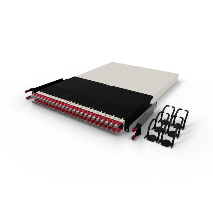 PATCHBOX patchbox.one / 30RU / STP / Red - Rangement de câbles réseau 24 câbles rétractables Cat.6a couleur rouge pour baie rack, avec PoE