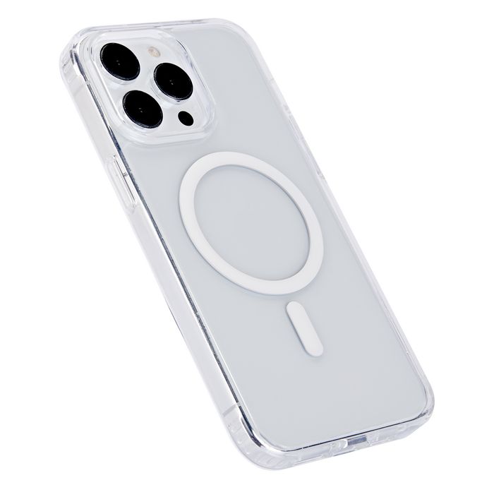 eSTUFF Coque hybride magnétique transparente Berlin pour iPhone 15 Pro - Compatible MagSafe et QI, avec contour TPU souple et dos rigide pour une protection renforcée