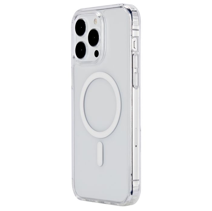 eSTUFF Coque hybride magnétique transparente Berlin pour iPhone 15 Pro - Compatible MagSafe et QI, avec contour TPU souple et dos rigide pour une protection renforcée