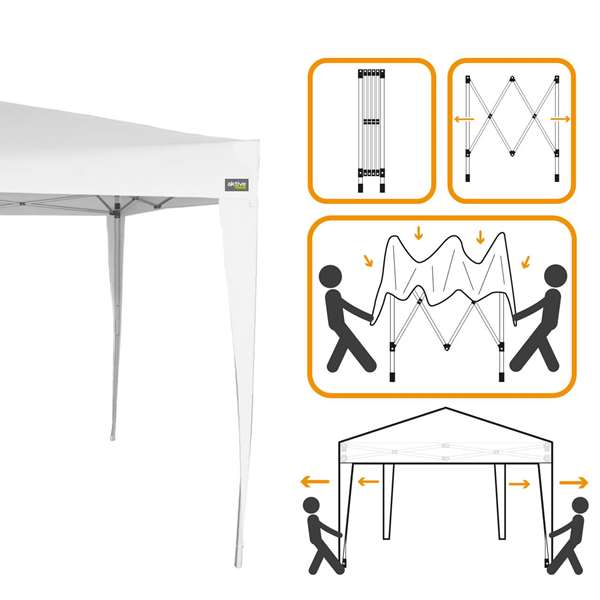 Color Baby AKTIVE - Tonnelle pliante en polyester blanc, dimensions 300x300x250 cm, structure acier, pour jardin et extérieur