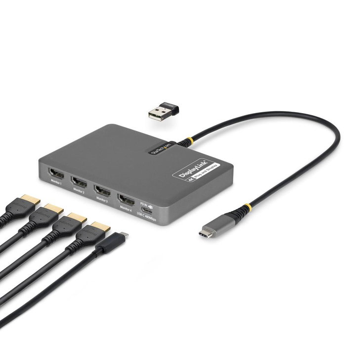 Startechcom QUAD-USB-HDMI-ADAPT Adaptateur USB-C vers 4 sorties HDMI 4K 60 Hz avec Power Delivery 140 W Startechcom QUAD-USB-HDMI-ADAPT Adaptateur USB-C vers 4 sorties HDMI 4K 60 Hz avec Power Delivery 140 W