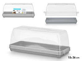 LEKNES PORTATARTA RECTANGULAR ASA Gris-Transparente