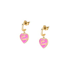 Chiara Ferragni Boucles d'oreilles Love Parade Émail Rose/Or Jaune 25mm