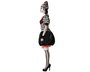 Autre Costume d'Arlequin Blanc et Noir avec Chapeau Pointu pour Femme Adulte Taille XS-S - Déguisement Halloween et Carnaval en Polyester