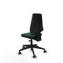 Chaise Elche Asynchrone Tissu Vert foncé Base pyramidale noire Sans accoudoirs Sans appui-tête Roulettes 65mm pour moquette