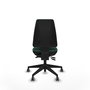Chaise Elche Asynchrone Tissu Vert foncé Base pyramidale noire Sans accoudoirs Sans appui-tête Roulettes 65mm pour moquette
