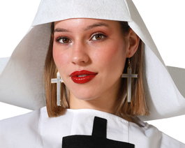 Atosa Boucles d'oreilles dorées en forme de croix pour déguisement religieux ou gothique